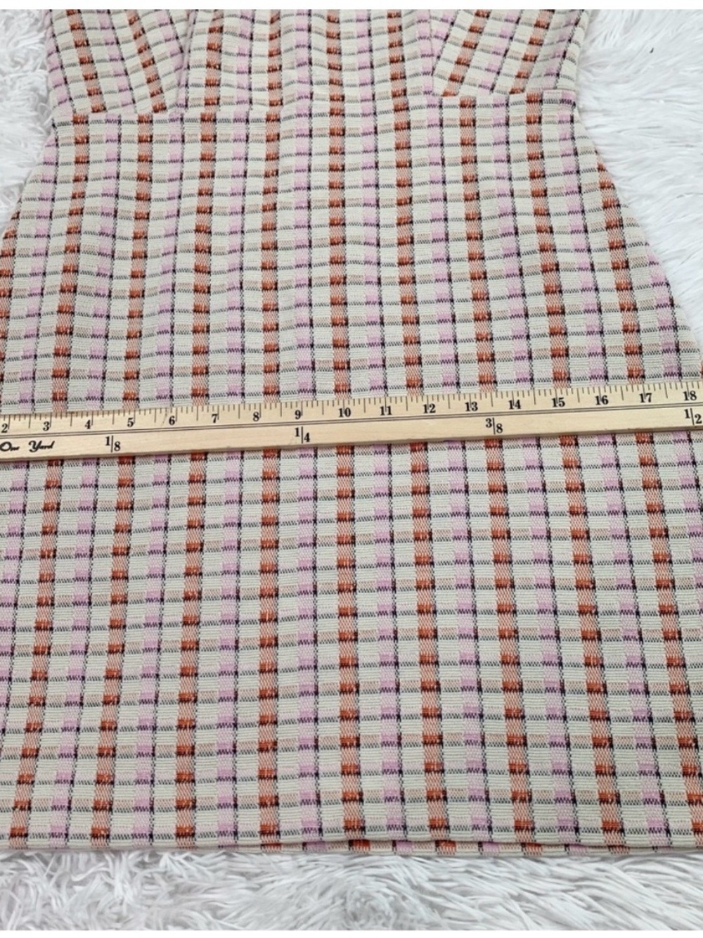 Plaid square neck cap sleeved preppy sheath dress 2p - Picture 7 of 10